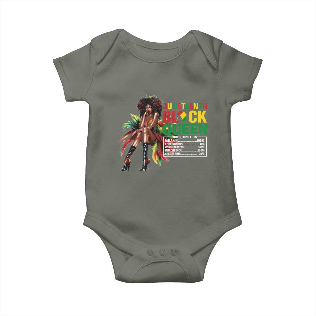 Juneteenth Baby Onesie Black Queen Nutritional Facts TS09 Military Green Print Your Wear