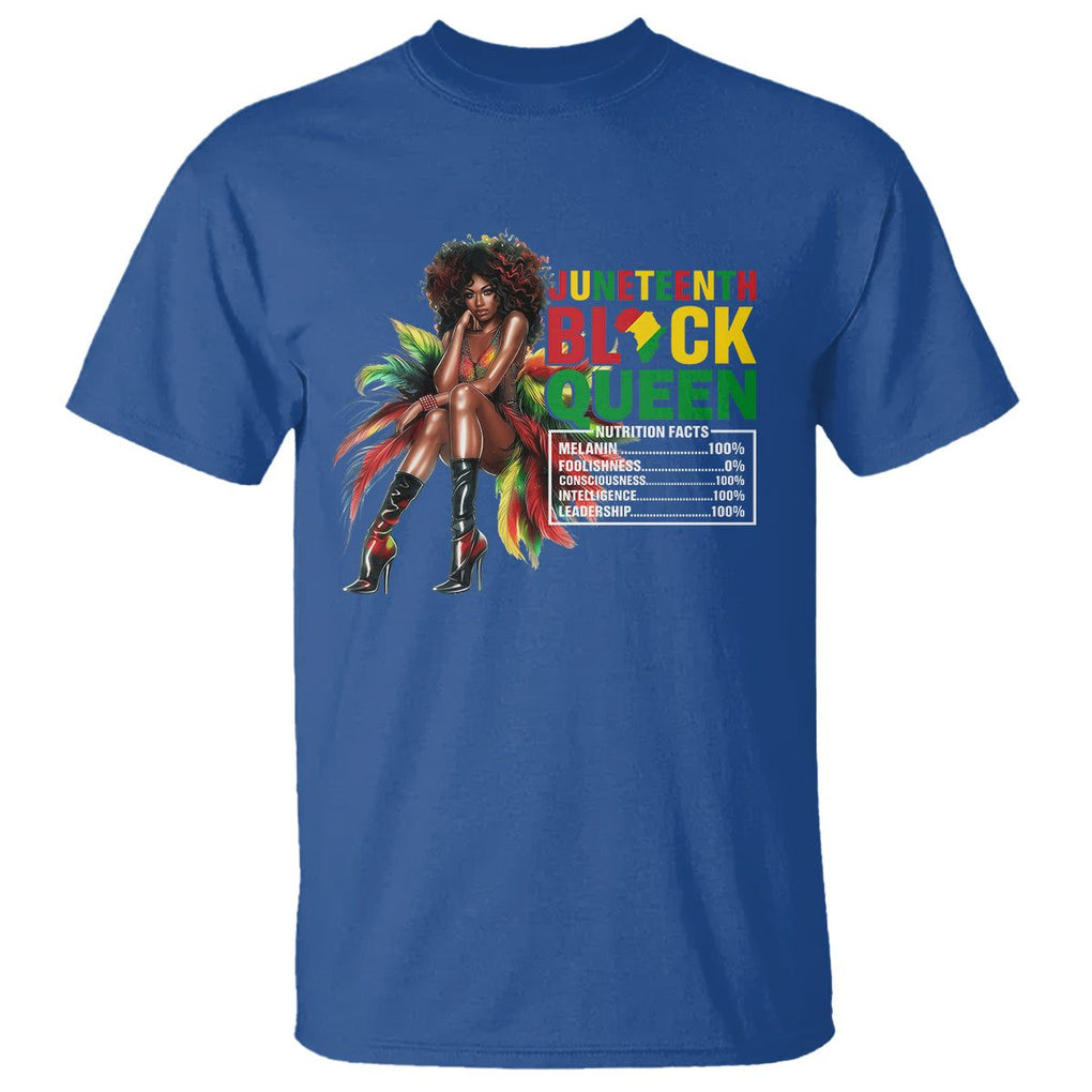 Juneteenth T Shirt Black Queen Nutritional Facts TS09 Royal Blue Print Your Wear