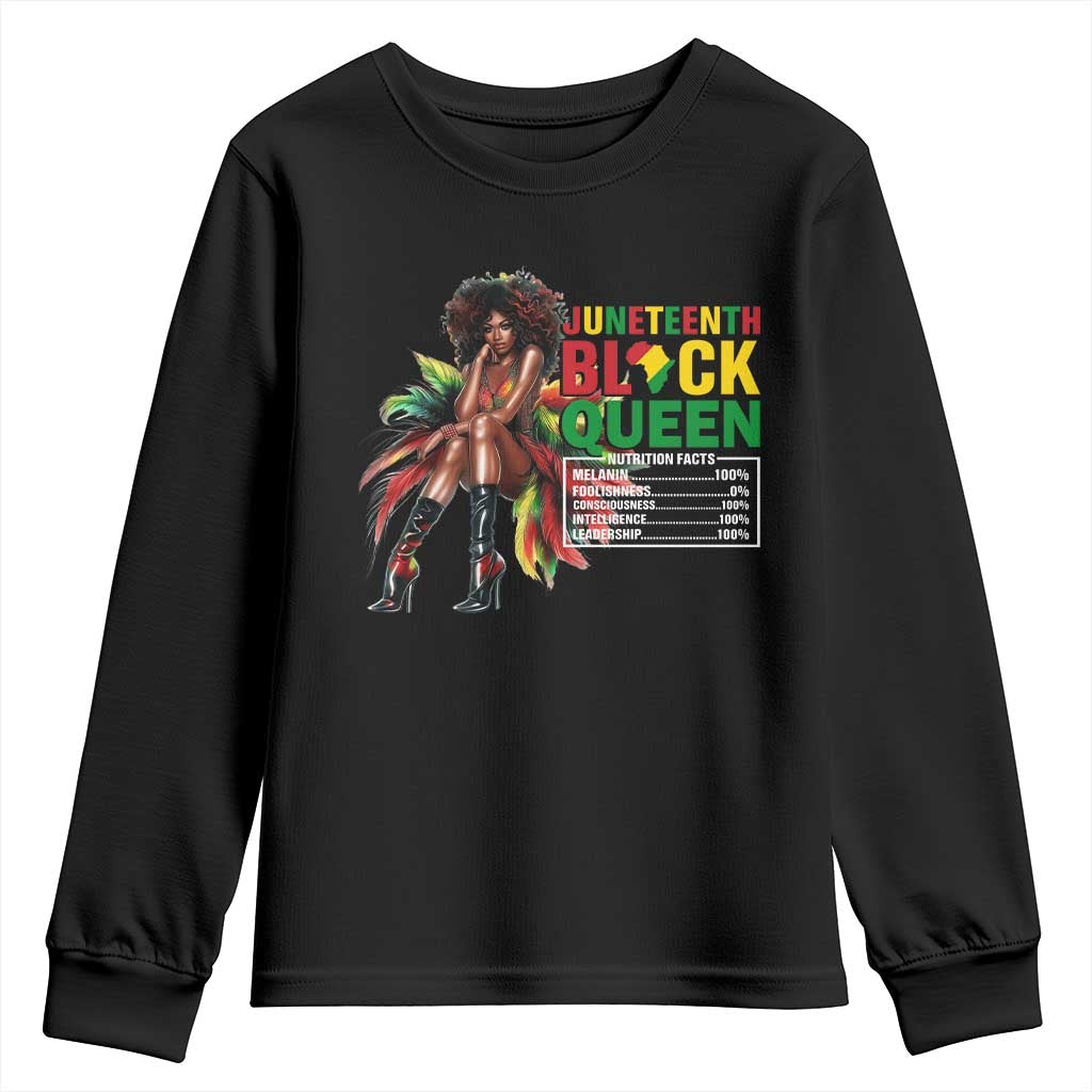 Juneteenth Youth Sweatshirt Black Queen Nutritional Facts TS09 Black Print Your Wear