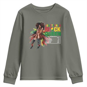 Juneteenth Youth Sweatshirt Black Queen Nutritional Facts TS09 Military Green Print Your Wear