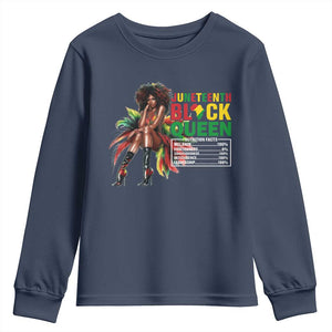 Juneteenth Youth Sweatshirt Black Queen Nutritional Facts TS09 Navy Print Your Wear
