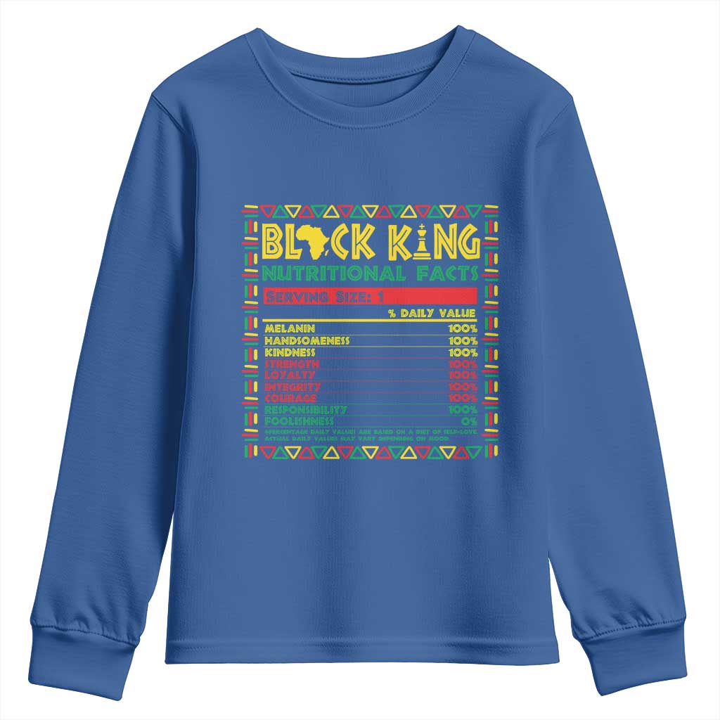 Juneteenth Youth Sweatshirt Black King Nutritional Facts African American Dad Men TS09 Royal Blue Print Your Wear