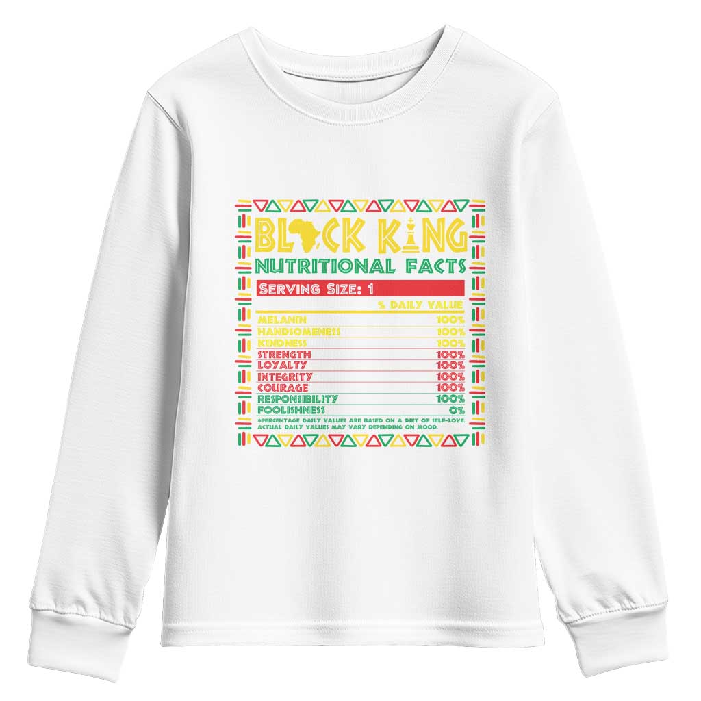 Juneteenth Youth Sweatshirt Black King Nutritional Facts African American Dad Men TS09 White Print Your Wear