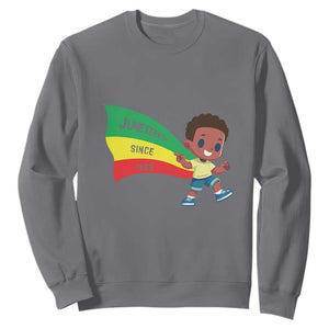 Juneteenth 1865 Cool Melanin Black Boys Kids Sweatshirt TS09 Charcoal Print Your Wear