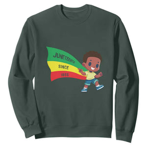 Juneteenth 1865 Cool Melanin Black Boys Kids Sweatshirt TS09 Dark Forest Green Print Your Wear