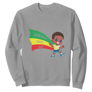 Juneteenth 1865 Cool Melanin Black Boys Kids Sweatshirt TS09 Sport Gray Print Your Wear