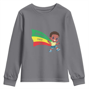 Juneteenth 1865 Cool Melanin Black Boys Kids Youth Sweatshirt TS09 Charcoal Print Your Wear