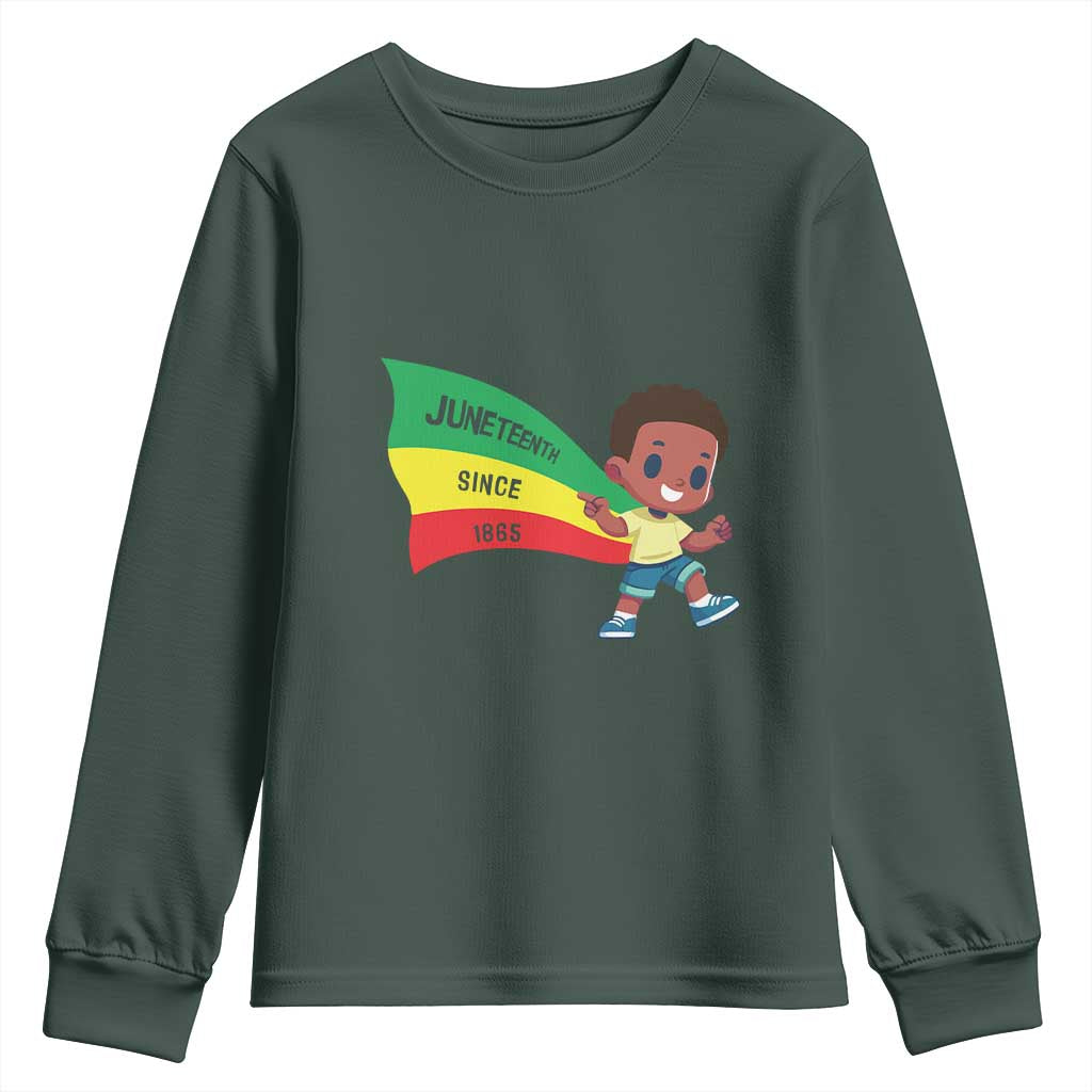 Juneteenth 1865 Cool Melanin Black Boys Kids Youth Sweatshirt TS09 Dark Forest Green Print Your Wear