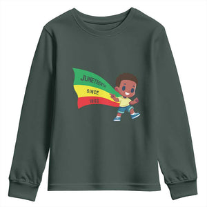Juneteenth 1865 Cool Melanin Black Boys Kids Youth Sweatshirt TS09 Dark Forest Green Print Your Wear