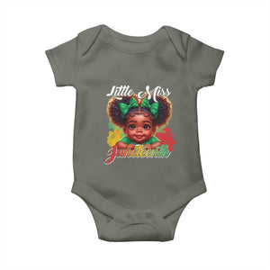 Juneteenth 1865 Little Miss Cute Melanin Black Girls Kids Baby Onesie TS09 Military Green Print Your Wear