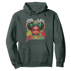 Little Miss Juneteenth Hoodie Cute Melanin Black Girls Kids TS09 Dark Forest Green Print Your Wear