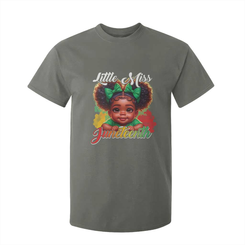 Juneteenth 1865 Little Miss Cute Melanin Black Girls Kids T Shirt For Kid TS09 Military Green Print Your Wear