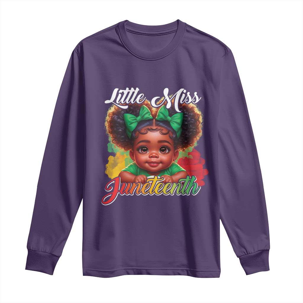 Juneteenth 1865 Little Miss Cute Melanin Black Girls Kids Long Sleeve Shirt TS09 Purple Print Your Wear