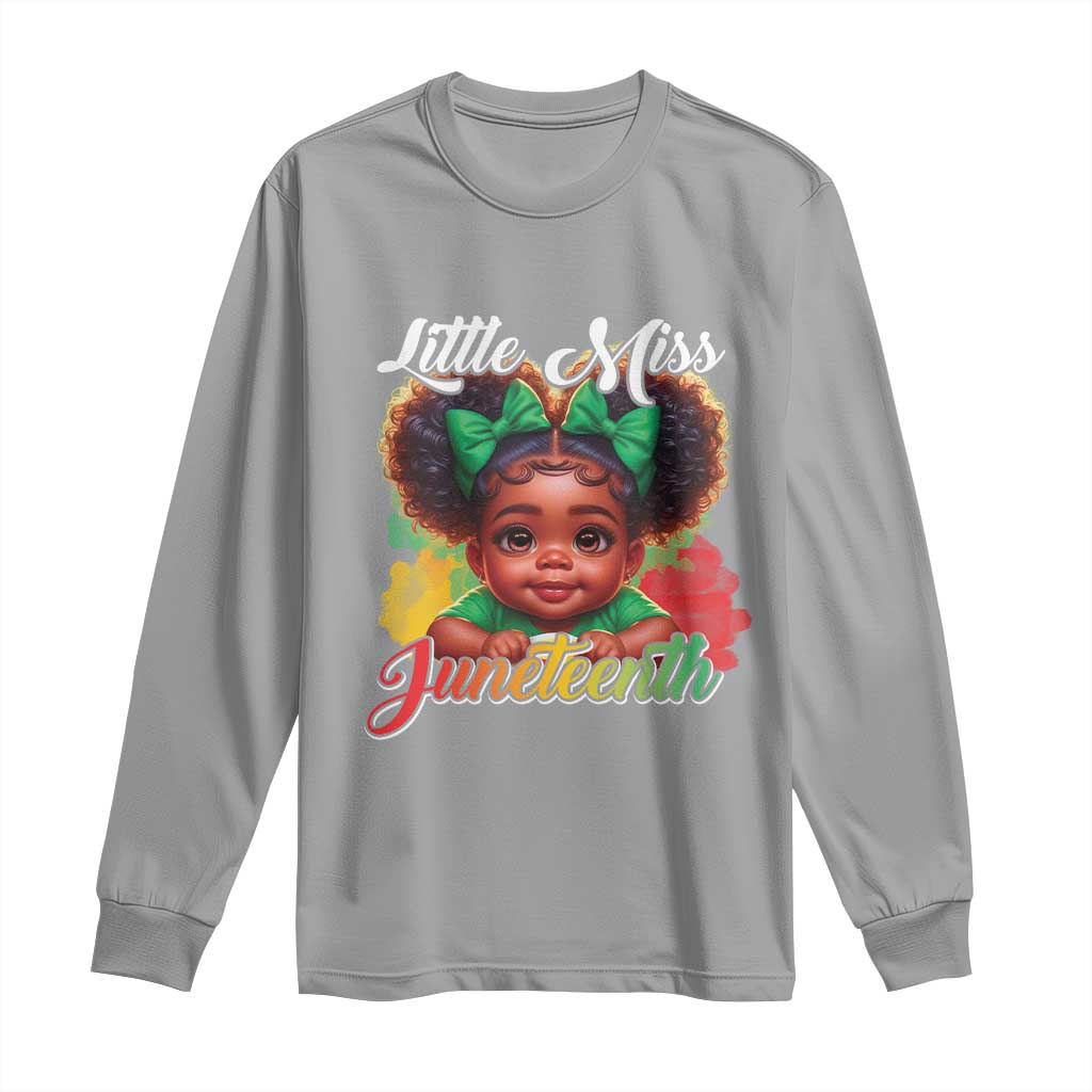 Juneteenth 1865 Little Miss Cute Melanin Black Girls Kids Long Sleeve Shirt TS09 Sport Gray Print Your Wear
