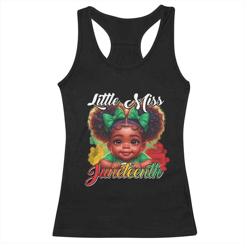Juneteenth 1865 Little Miss Cute Melanin Black Girls Kids Racerback Tank Top TS09 Black Print Your Wear