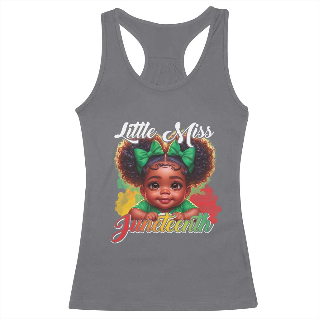Juneteenth 1865 Little Miss Cute Melanin Black Girls Kids Racerback Tank Top TS09 Charcoal Print Your Wear