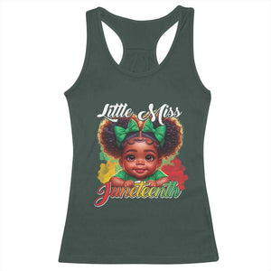 Juneteenth 1865 Little Miss Cute Melanin Black Girls Kids Racerback Tank Top TS09 Dark Forest Green Print Your Wear