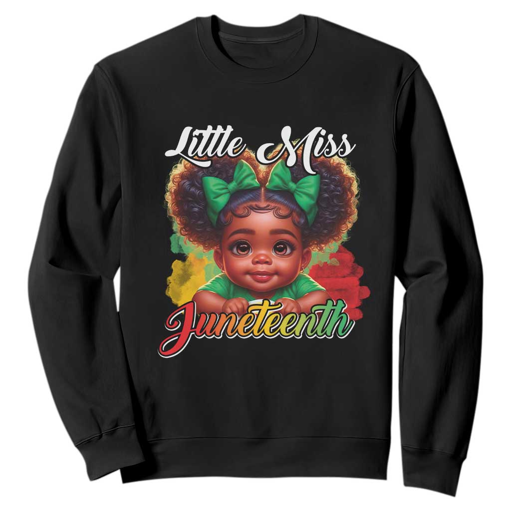 Little Miss Juneteenth Sweatshirt Cute Melanin Black Girls Kids TS09 Black Print Your Wear