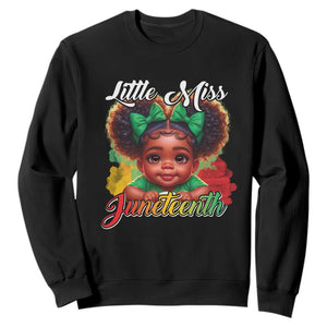 Little Miss Juneteenth Sweatshirt Cute Melanin Black Girls Kids TS09 Black Print Your Wear