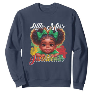 Little Miss Juneteenth Sweatshirt Cute Melanin Black Girls Kids TS09 Navy Print Your Wear