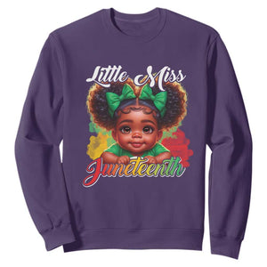 Little Miss Juneteenth Sweatshirt Cute Melanin Black Girls Kids TS09 Purple Print Your Wear