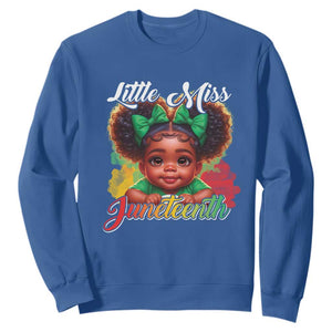 Little Miss Juneteenth Sweatshirt Cute Melanin Black Girls Kids TS09 Royal Blue Print Your Wear
