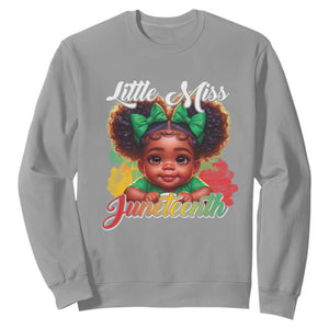 Little Miss Juneteenth Sweatshirt Cute Melanin Black Girls Kids TS09 Sport Gray Print Your Wear