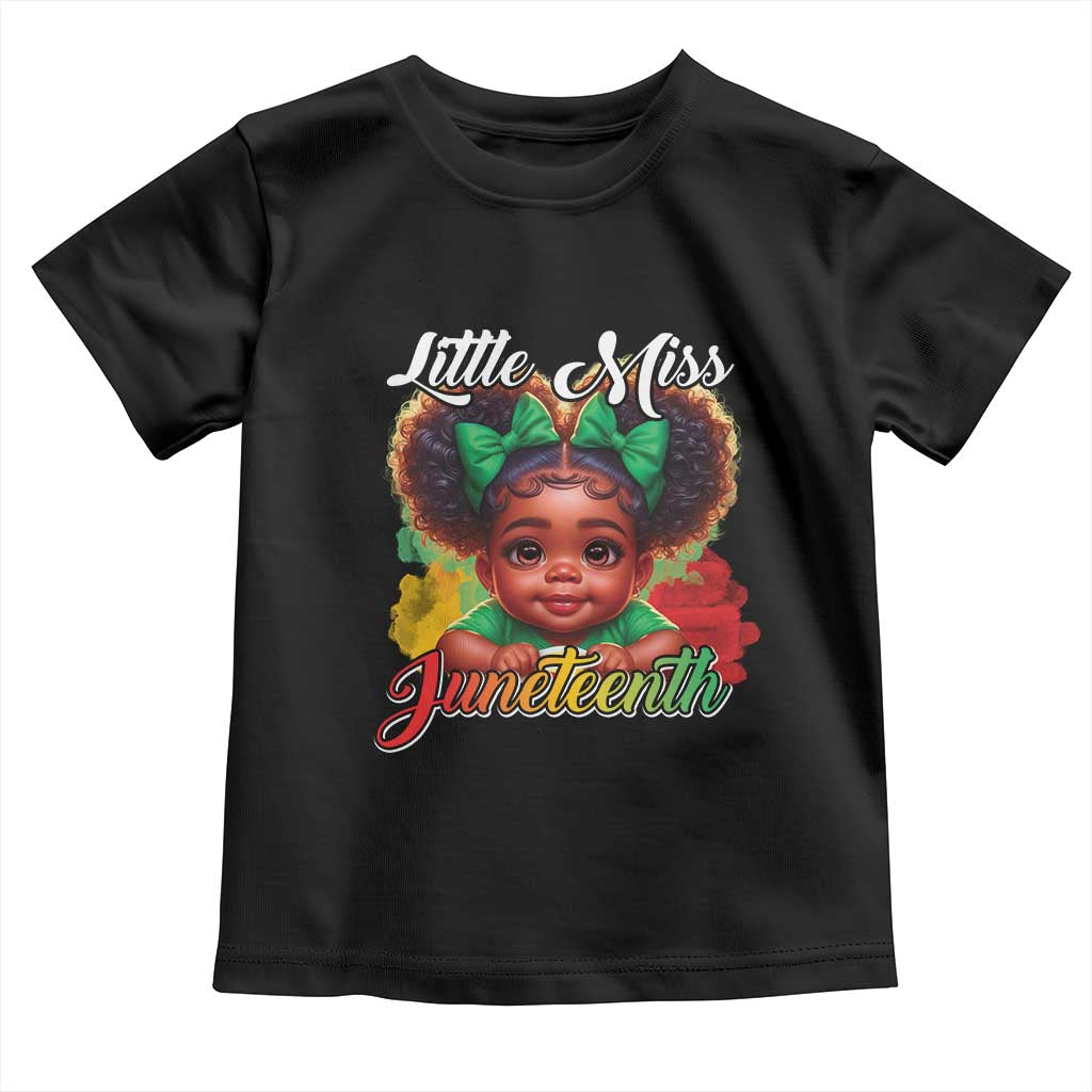 Juneteenth 1865 Little Miss Cute Melanin Black Girls Kids Toddler T Shirt TS09 Black Print Your Wear