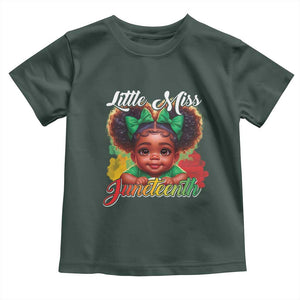 Juneteenth 1865 Little Miss Cute Melanin Black Girls Kids Toddler T Shirt TS09 Dark Forest Green Print Your Wear