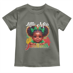 Juneteenth 1865 Little Miss Cute Melanin Black Girls Kids Toddler T Shirt TS09 Military Green Print Your Wear