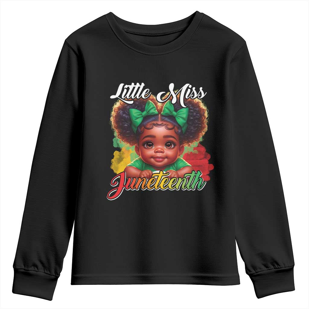 Juneteenth 1865 Little Miss Cute Melanin Black Girls Kids Youth Sweatshirt TS09 Black Print Your Wear