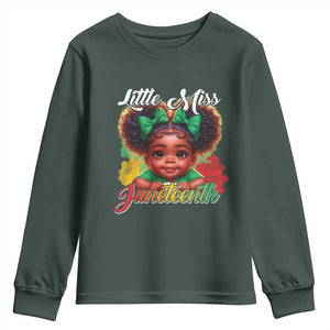 Juneteenth 1865 Little Miss Cute Melanin Black Girls Kids Youth Sweatshirt TS09 Dark Forest Green Print Your Wear