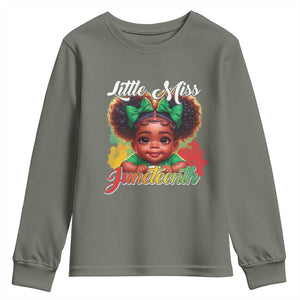 Juneteenth 1865 Little Miss Cute Melanin Black Girls Kids Youth Sweatshirt TS09 Military Green Print Your Wear
