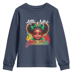 Juneteenth 1865 Little Miss Cute Melanin Black Girls Kids Youth Sweatshirt TS09 Navy Print Your Wear