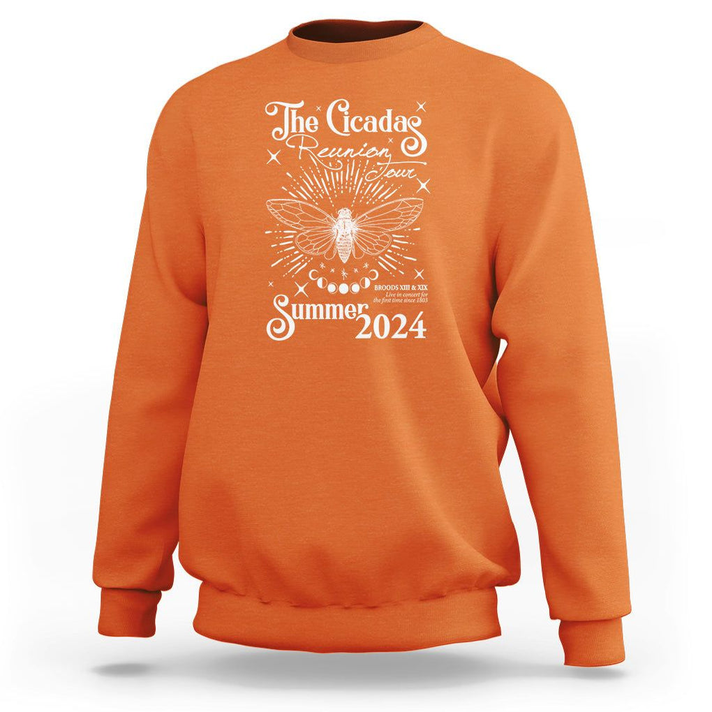 The Cicada Reunion U.S Tour 2024 Sweatshirt Broods XIII & XIX Cicadas Concert Fest TS09 Orange Print Your Wear