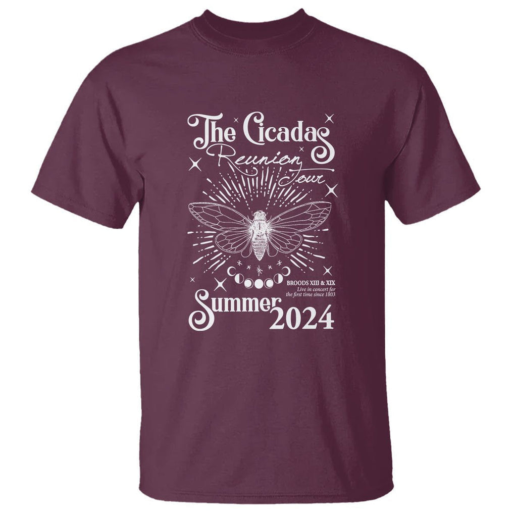 The Cicada Reunion U.S Tour 2024 T Shirt Broods XIII & XIX Cicadas Concert Fest TS09 Maroon Print Your Wear