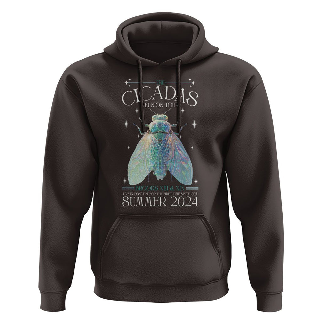 The Cicada Reunion U.S Tour 2024 Hoodie Broods XIII & XIX Cicadas Concert Fest TS09 Dark Chocolate Print Your Wear