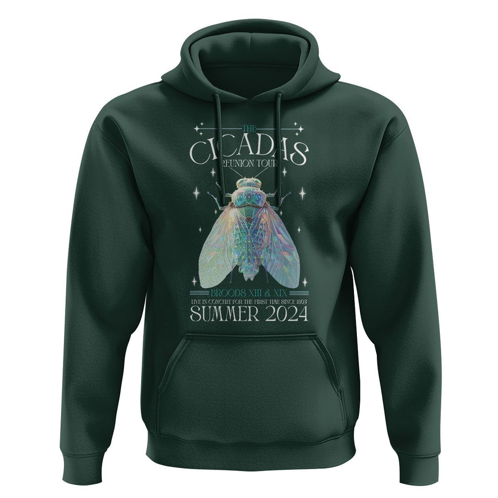 The Cicada Reunion U.S Tour 2024 Hoodie Broods XIII & XIX Cicadas Concert Fest TS09 Dark Forest Green Print Your Wear