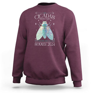 The Cicada Reunion U.S Tour 2024 Sweatshirt Broods XIII & XIX Cicadas Concert Fest TS09 Maroon Print Your Wear
