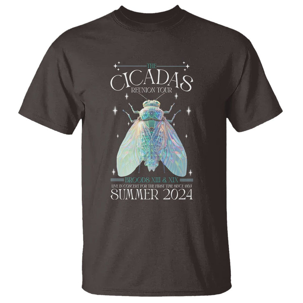 The Cicada Reunion U.S Tour 2024 T Shirt Broods XIII & XIX Cicadas Concert Fest TS09 Dark Chocolate Print Your Wear