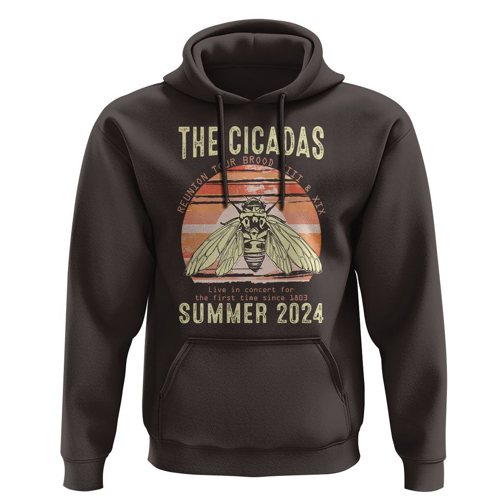 The Cicada Reunion U.S Tour 2024 Hoodie Broods XIII & XIX Summer Cicadas Concert Fest TS09 Dark Chocolate Print Your Wear