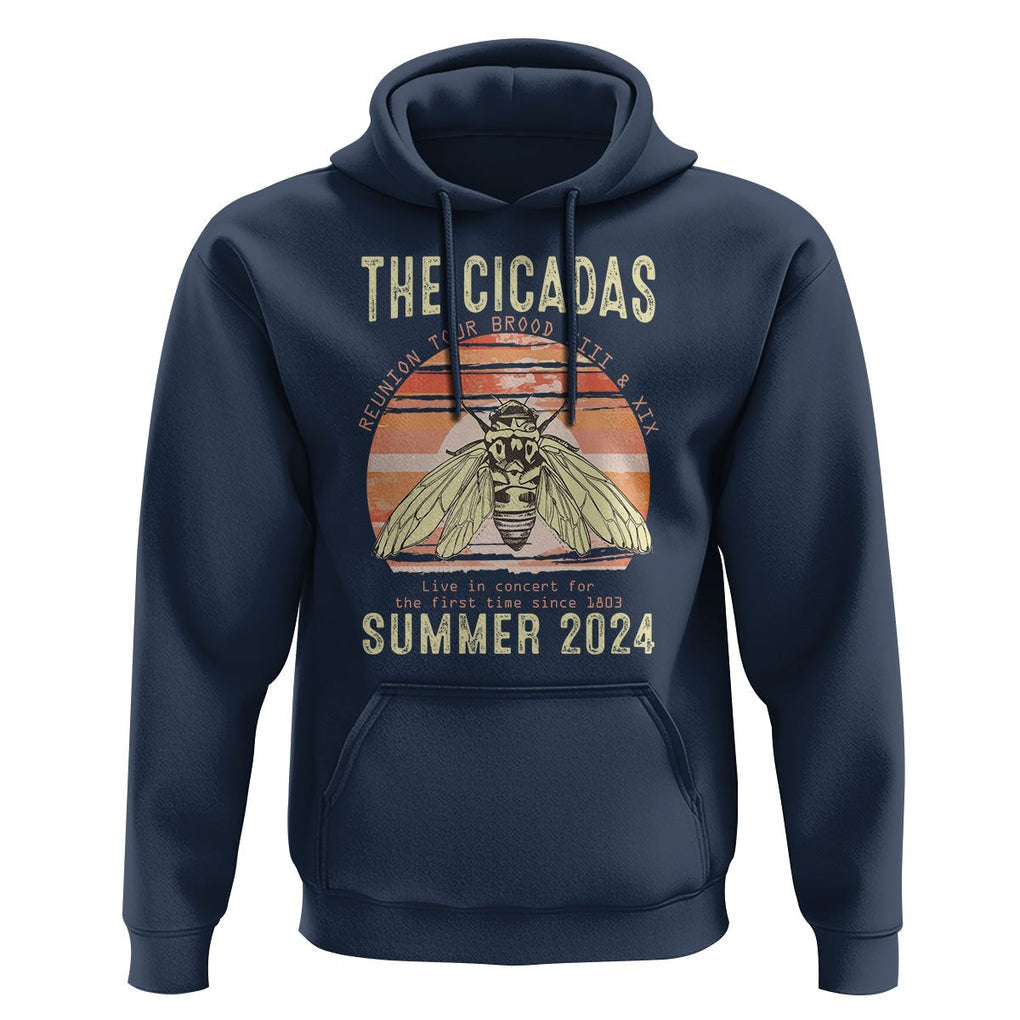 The Cicada Reunion U.S Tour 2024 Hoodie Broods XIII & XIX Summer Cicadas Concert Fest TS09 Navy Print Your Wear