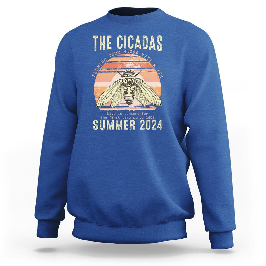The Cicada Reunion U.S Tour 2024 Sweatshirt Broods XIII & XIX Summer Cicadas Concert Fest TS09 Royal Blue Print Your Wear