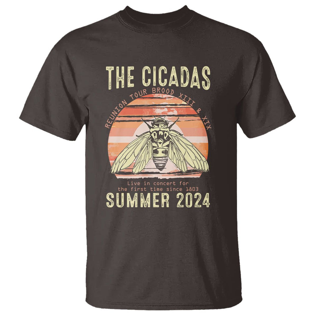 The Cicada Reunion U.S Tour 2024 T Shirt Broods XIII & XIX Summer Cicadas Concert Fest TS09 Dark Chocolate Print Your Wear
