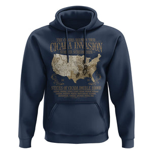 The Cicada Reunion U.S Tour 2024 Hoodie States Of Cicada Double Brood XIII & XIX American Map TS09 Navy Print Your Wear