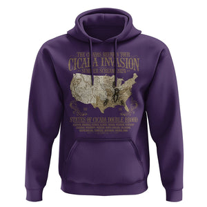 The Cicada Reunion U.S Tour 2024 Hoodie States Of Cicada Double Brood XIII & XIX American Map TS09 Purple Print Your Wear