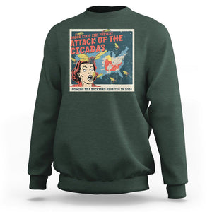 Funny Attack Of The Cicadas U.S Tour 2024 Sweatshirt TS09 Dark Forest Green Print Your Wear