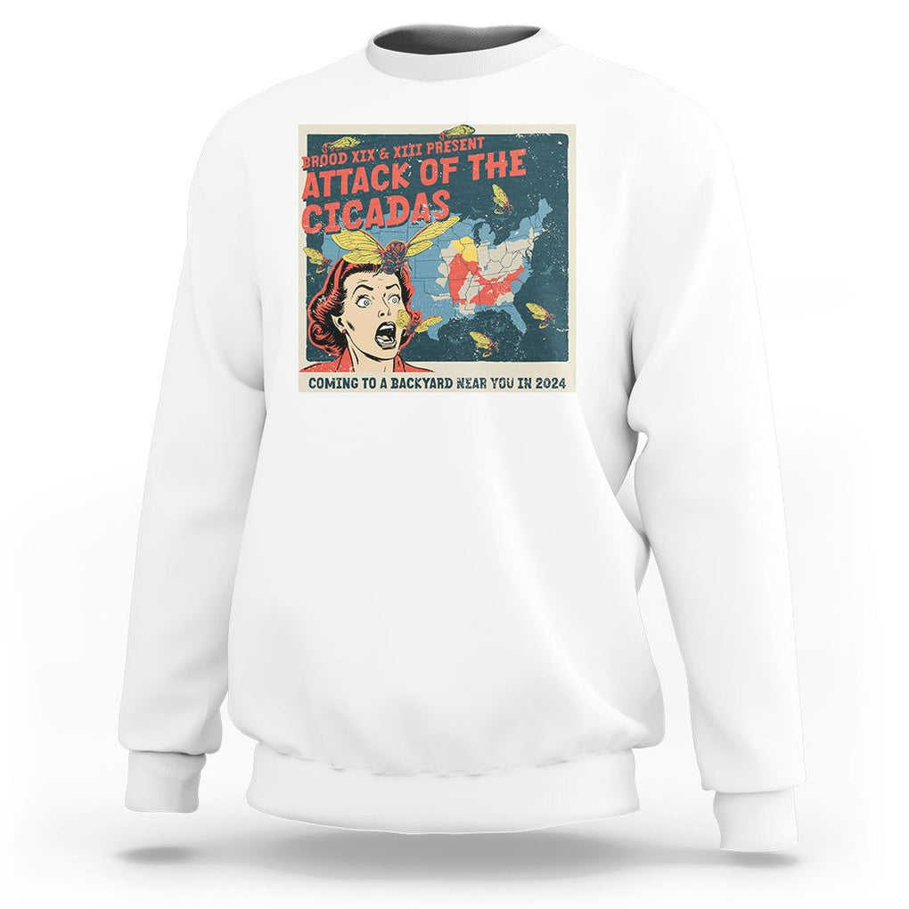 Funny Attack Of The Cicadas U.S Tour 2024 Sweatshirt TS09 White Print Your Wear
