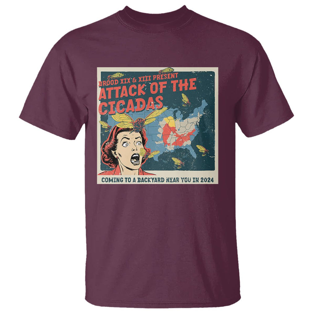 Funny Attack Of The Cicadas U.S Tour 2024 T Shirt TS09 Maroon Print Your Wear