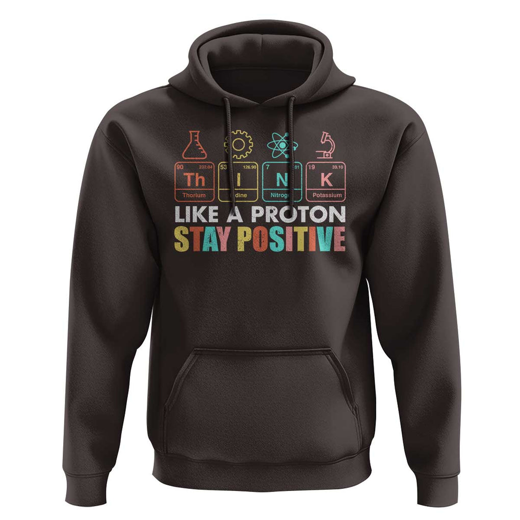 Funny Science Hoodie Think Like A Proton Stay Positive Retro TS09 Dark Chocolate Print Your Wear